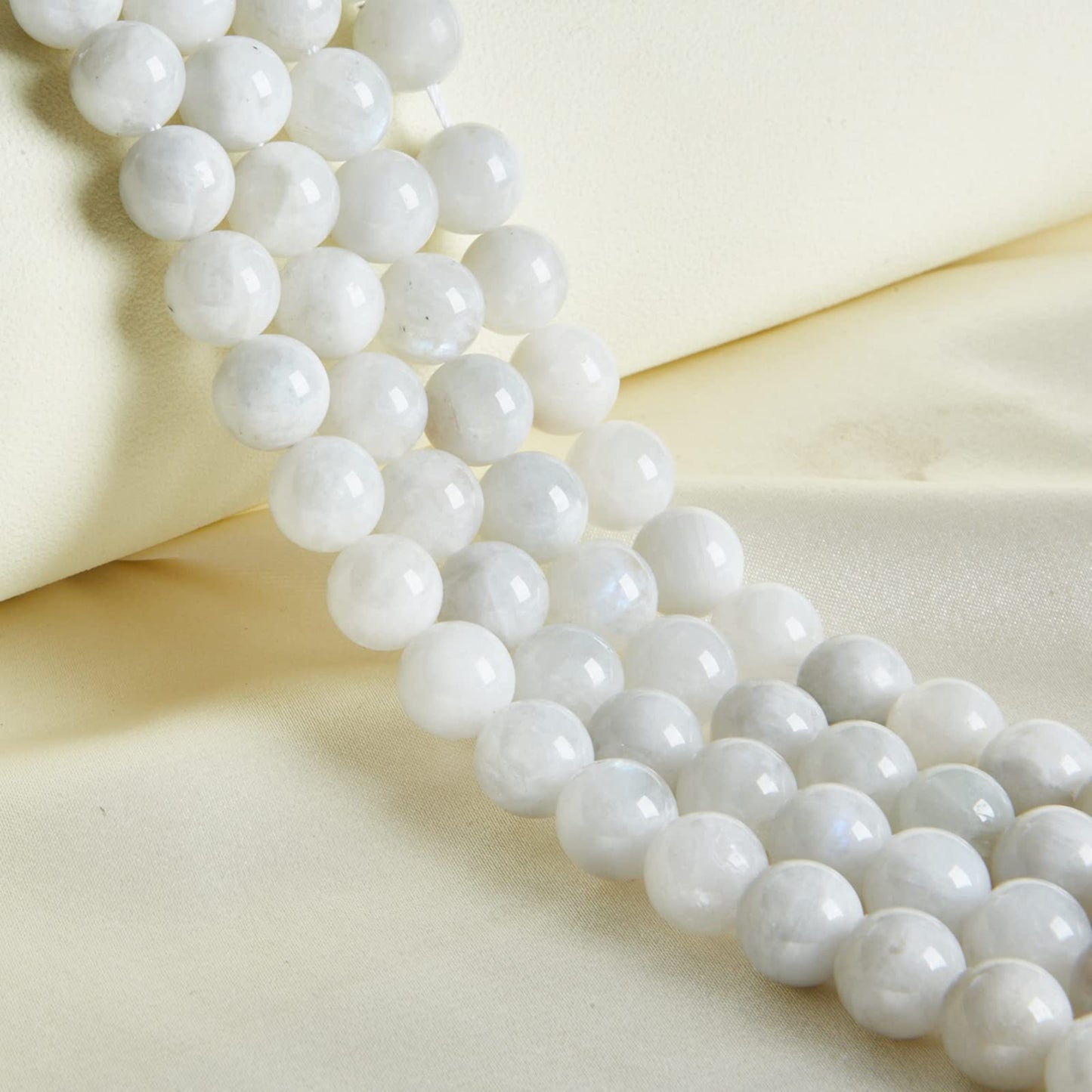 35pcs 10mm Natural Moonstone Beads Gemstone Beads Round Loose Beads for Jewelry Making