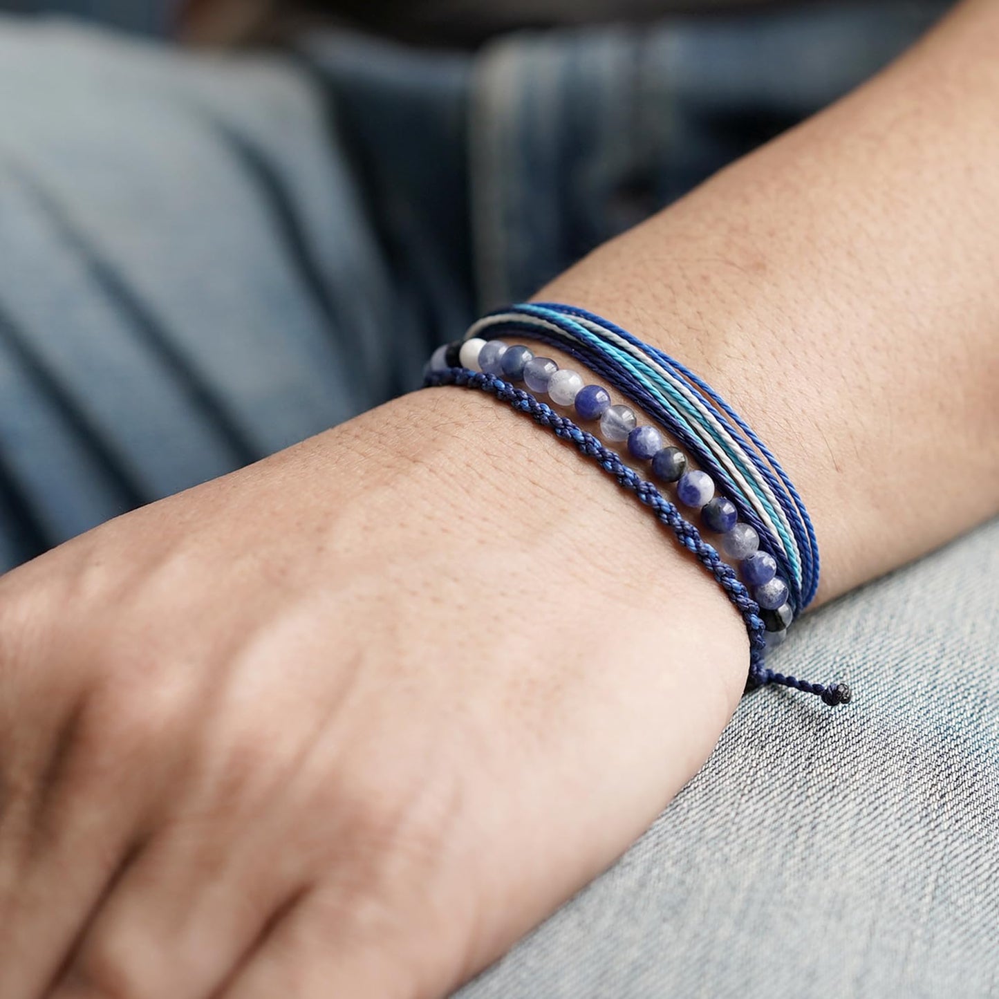 Handmade Natural Stone Beaded Healing Bracelet Gift for Men Adjustable Rope String Bracelet (sodalite, Adjustable)