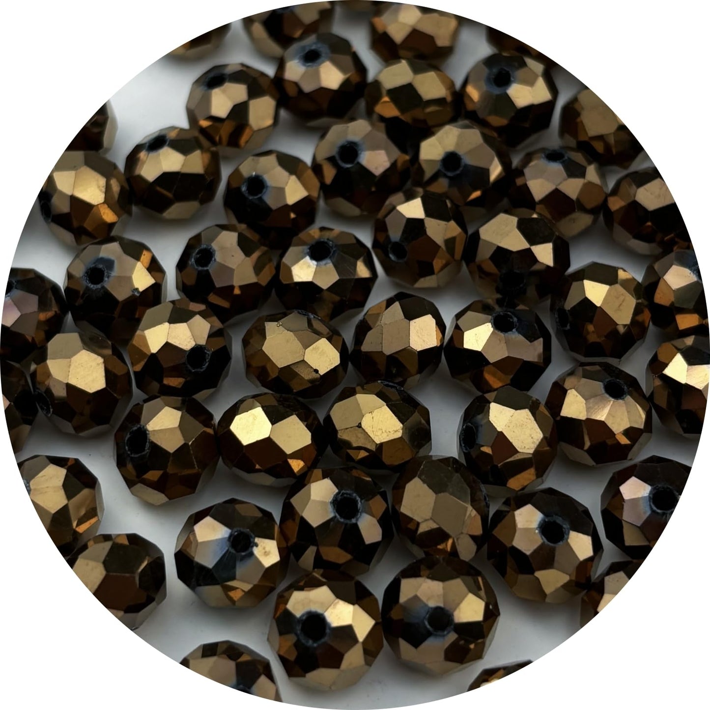 YUEXIGO 150pcs 8mm Crystal Glass Beads for Jewelry Making, Faceted Rondelle Glass Spacer Beads for Wind Chimes Bracelet Earring Necklace DIY Craft(Antique Brass)