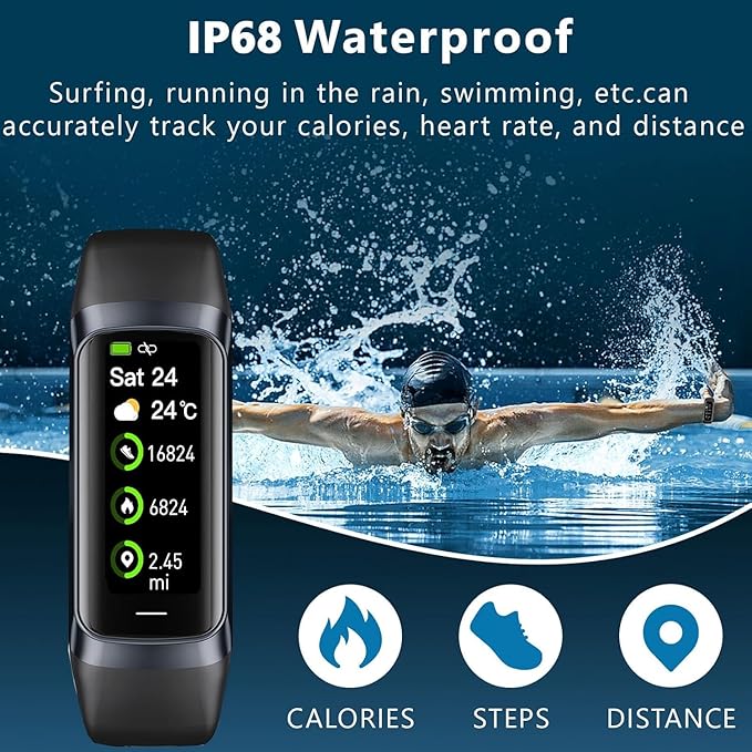 Fitness Tracker with Heart Rate/Blood Oxygen/Sleep Monitor, 20+ Sports Modes Smart Watches for Women/Men, Activity & Step Tracker Smart Watch for Android/iOS Phones (Black)