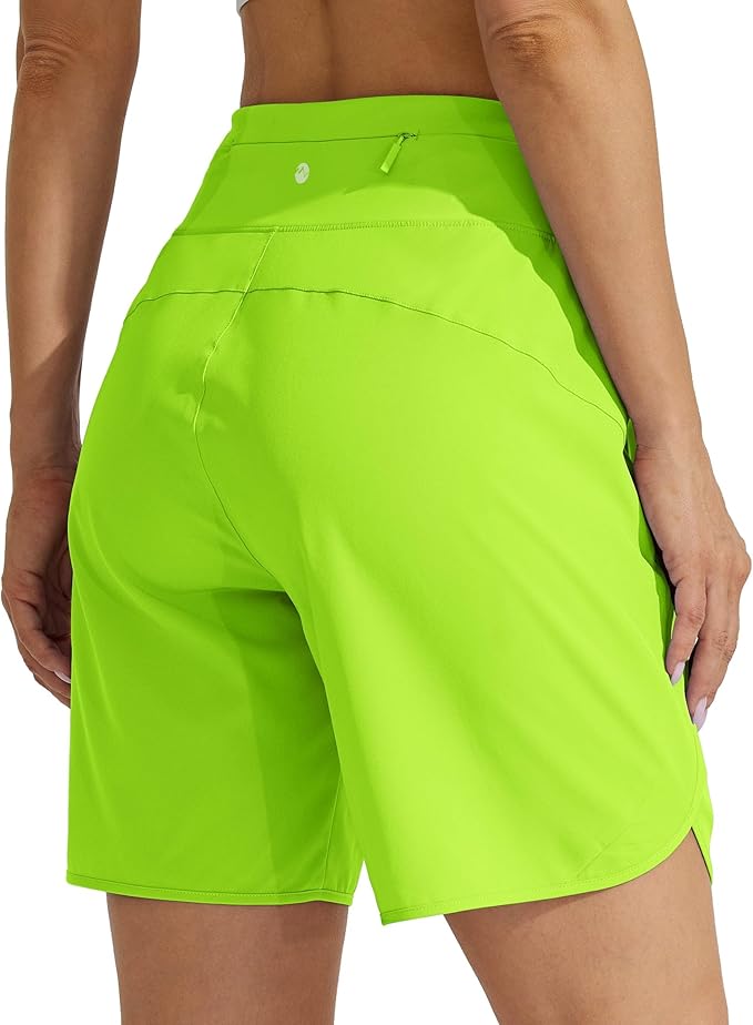 Willit Women's 7" Athletic Running Shorts Long Workout Hiking Shorts Quick Dry High Waisted Active Zipper Pocket(Small)