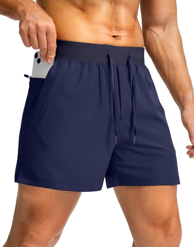 Men's Running Shorts with Zipper Pockets 9 Inch/ 7 Inch / 5 Inch Lightweight Quick Dry Gym Workout Athletic Shorts for Men(5 inch)