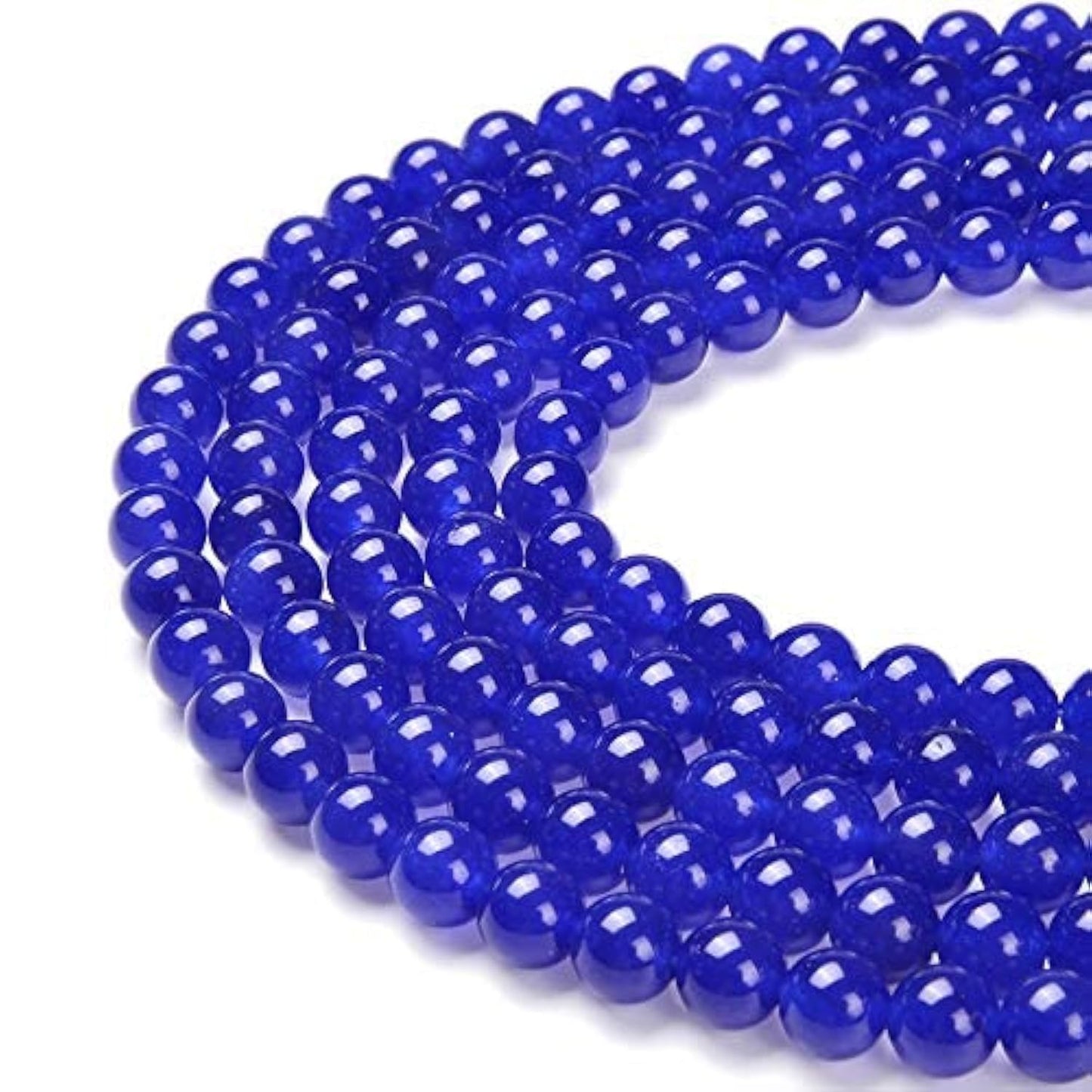 PLTbeads Gorgeous Natural Gemstone Loose Beads Smooth Round Approxi 15.5 inch DIY Bracelet Necklace for Jewelry Making (10mm, Blue Dyed Jade)