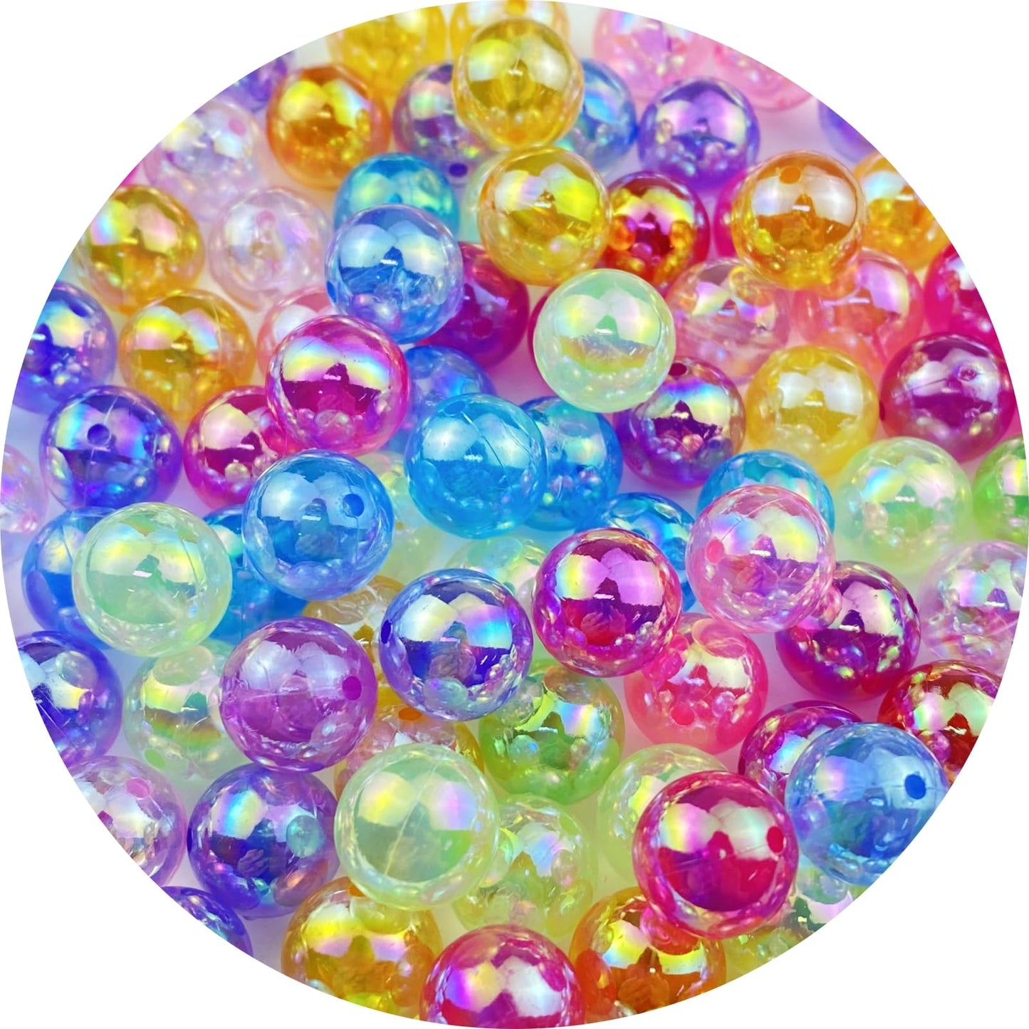 400pcs Acrylic Round Beads - 8mm AB Colors Craft Beads with Holes for Earring Bracelet Necklace Key Chains Jewelry Making
