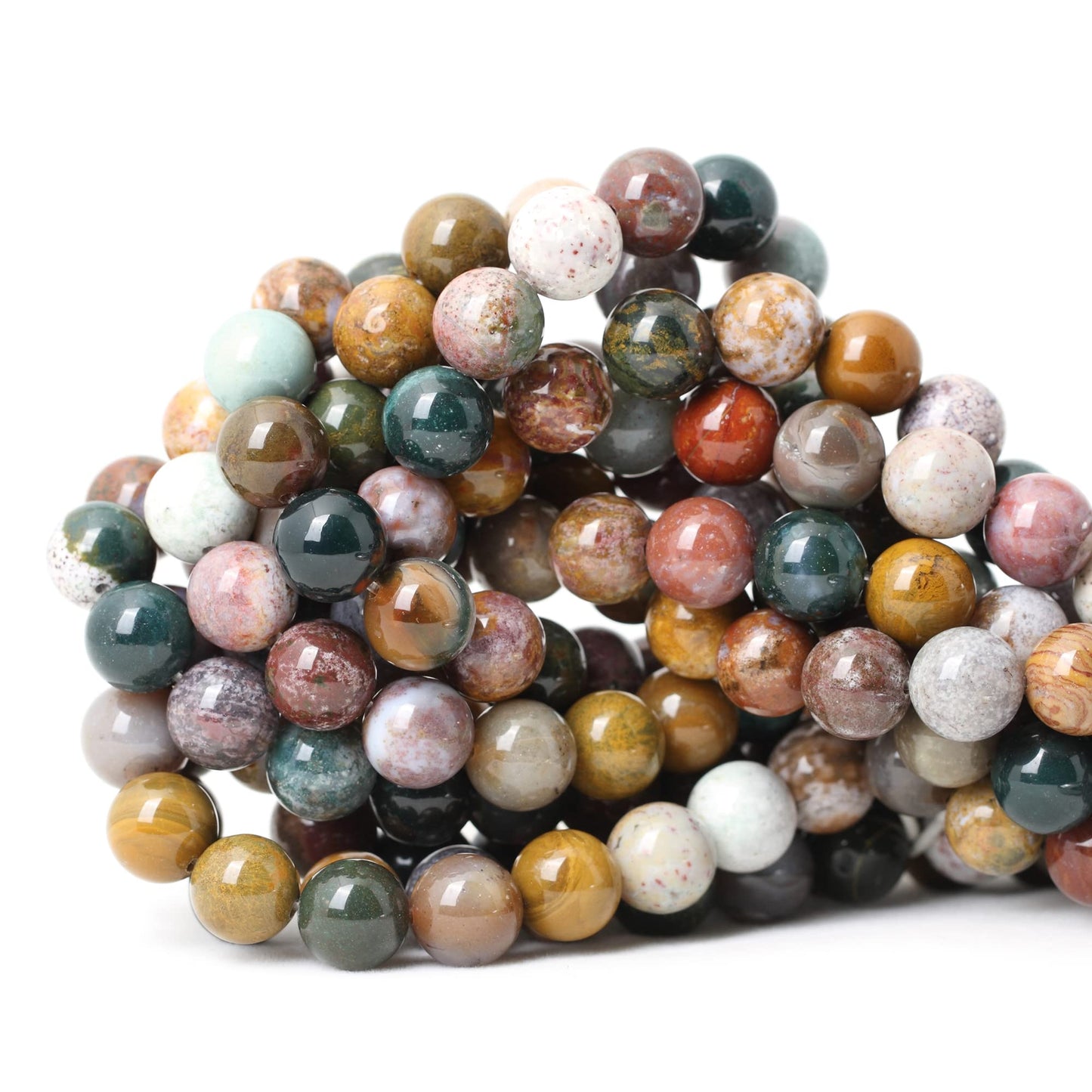CHEAVIAN 35PCS 10mm Natural Marine Agate Round Loose Beads for Jewelry Making DIY Findings 1 Strand 15"