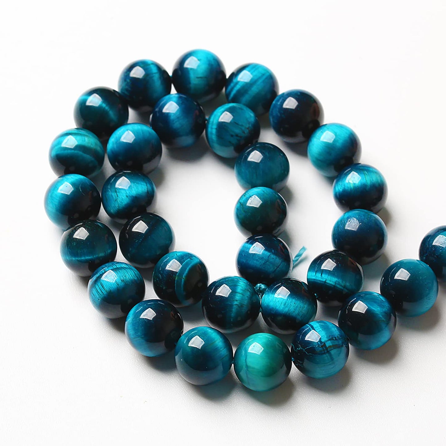 12mm 32PCS Blue Tiger Eye Beads Natural Stone Gemstone Spacer Loose Beads for Jewelry Making DIY Bracelet Semi Precious Beads Strand 15 inches