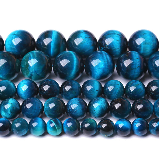 4MM 180pcs Natural Royal Blue Tiger Eye Stone Energy Healing Beads Round Loose Beads for Jewelry Making Bracelet 2 Strands 32"