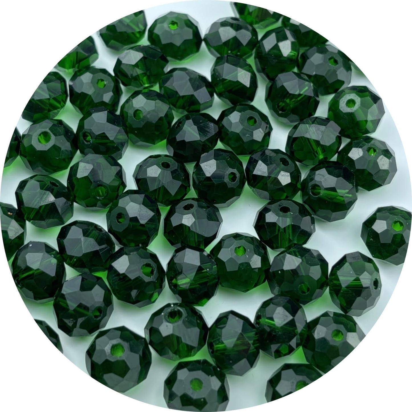YUEXIGO 150pcs 8mm Crystal Glass Beads for Jewelry Making, Faceted Rondelle Glass Spacer Beads for Wind Chimes Bracelet Earring Necklace DIY Craft(Dark Grass Green)