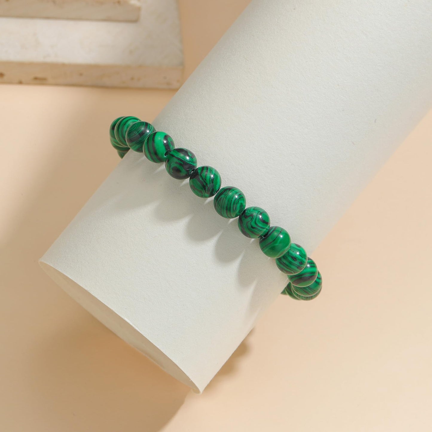 Udolfly Womens Crystal Beaded Bracelets for Women Men Protective Energy Bracelet Natural Gemstone Bead Bracelet 6mm Malachite