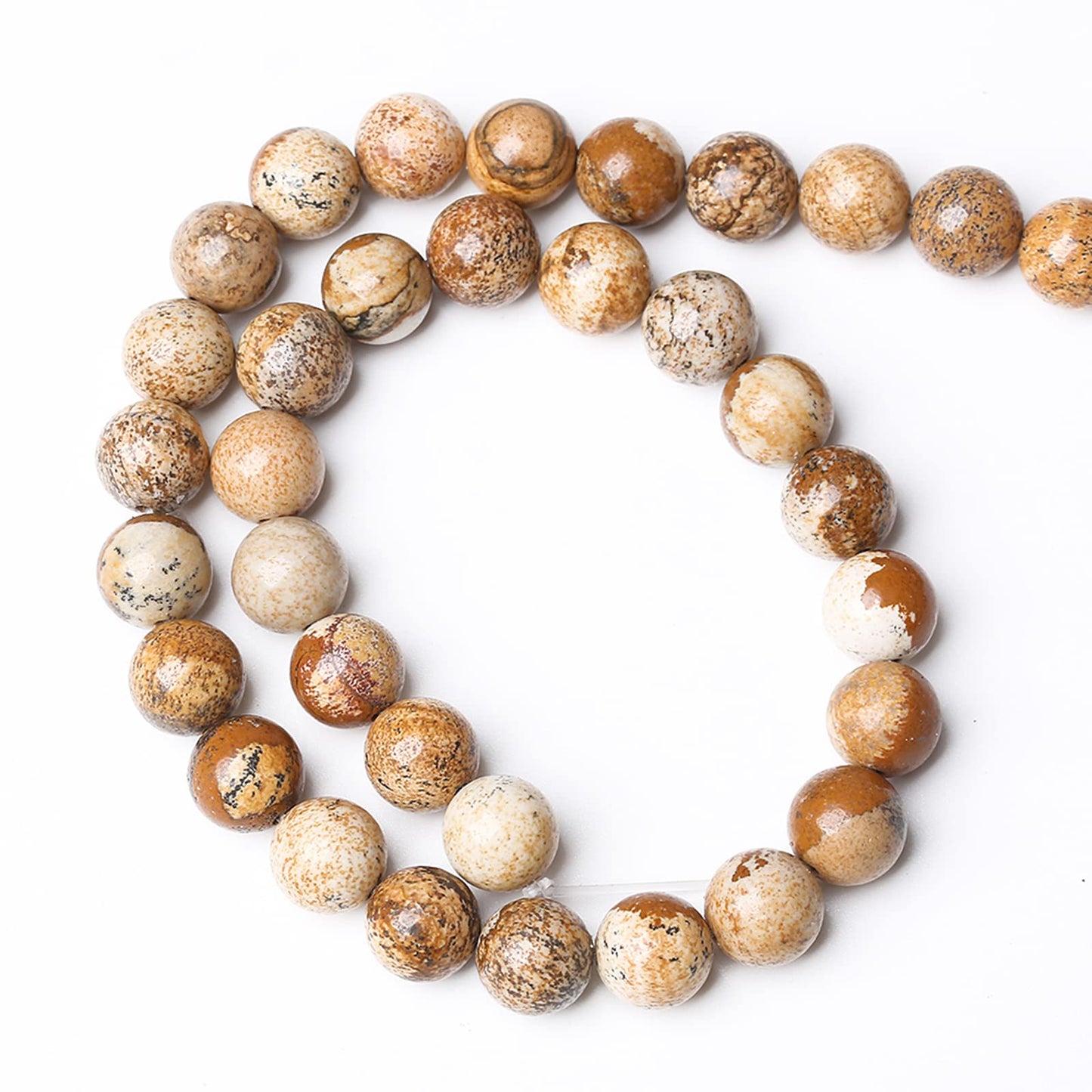 6MM 60PCS Natural Stone Picture Jasper Loose Beads for Jewelry Making DIY Bracelet