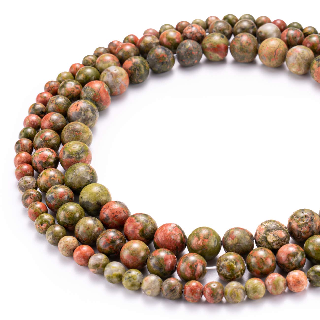 BEADIA Natural Unakite Stone Round Loose Semi Gemstone Beads for Jewelry Making 6MM 61PCS