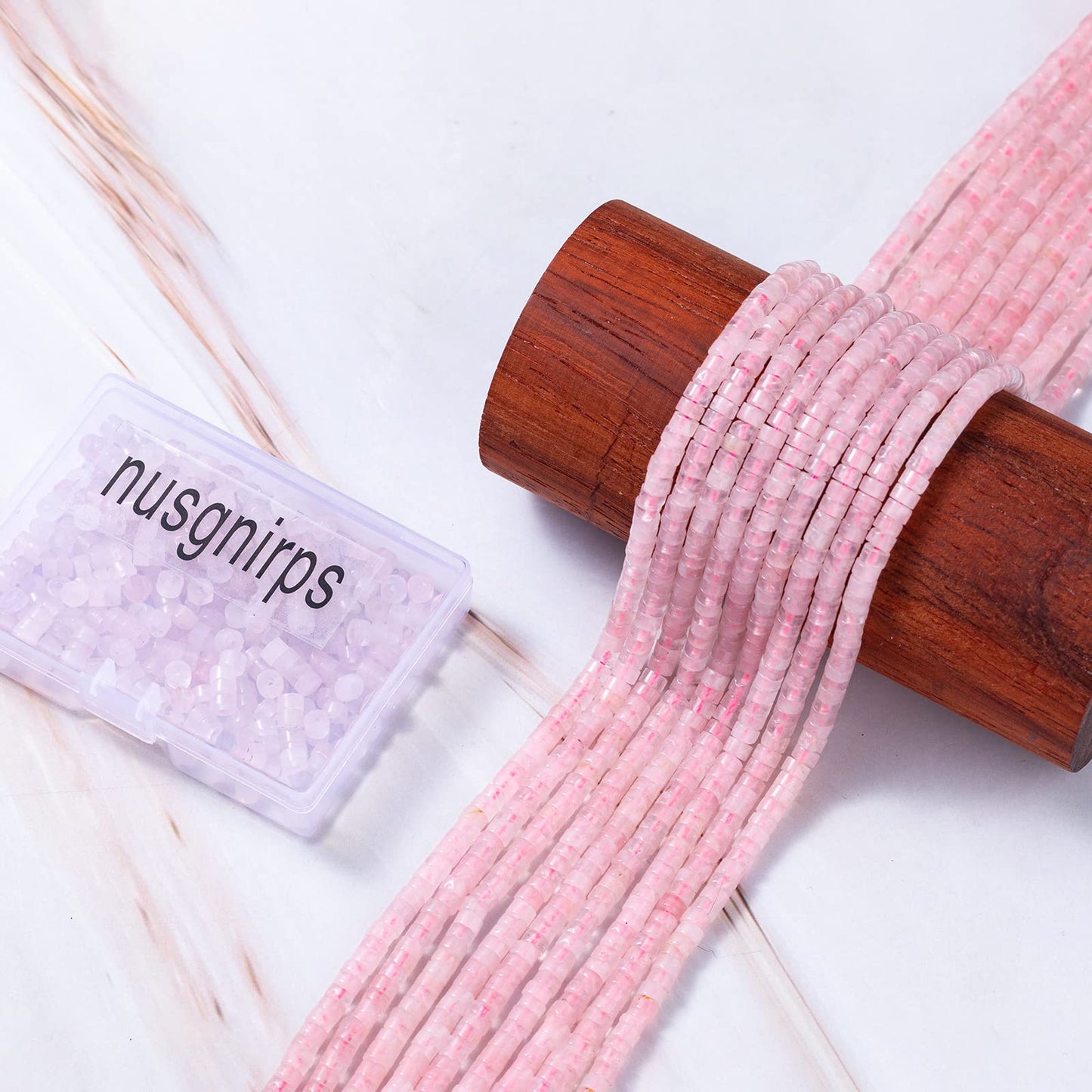 Natural Rose Quartz Stone Spacer Beads 4x2mm 38cm/str Flat Round Loose Semi Gemstone Caps for Making Bracelets Necklace