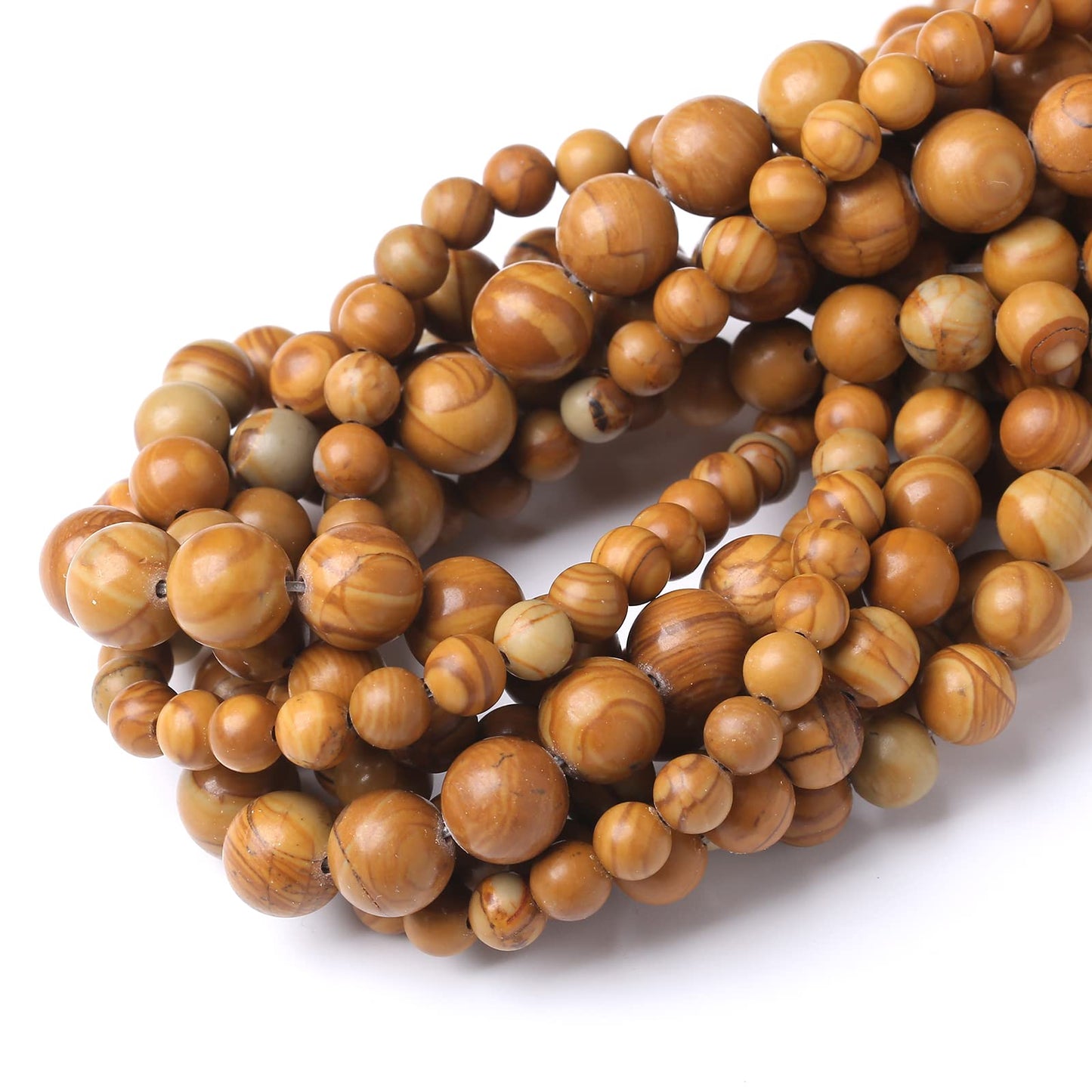 90PCS 4MM Natural Woodgrain Jasper Stone Beads Energy Healing Beads for DIY Jewelry Bracelet Necklace Making for Jewelry Making15Inch