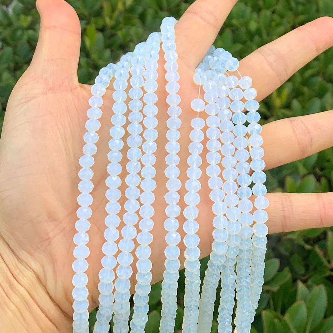 1000pcs Czech Faceted Rondelle Crystal Glass Loose Beads 6mm Spacer Bulk White Opal for DIY Craft Jewelry Making CCR634