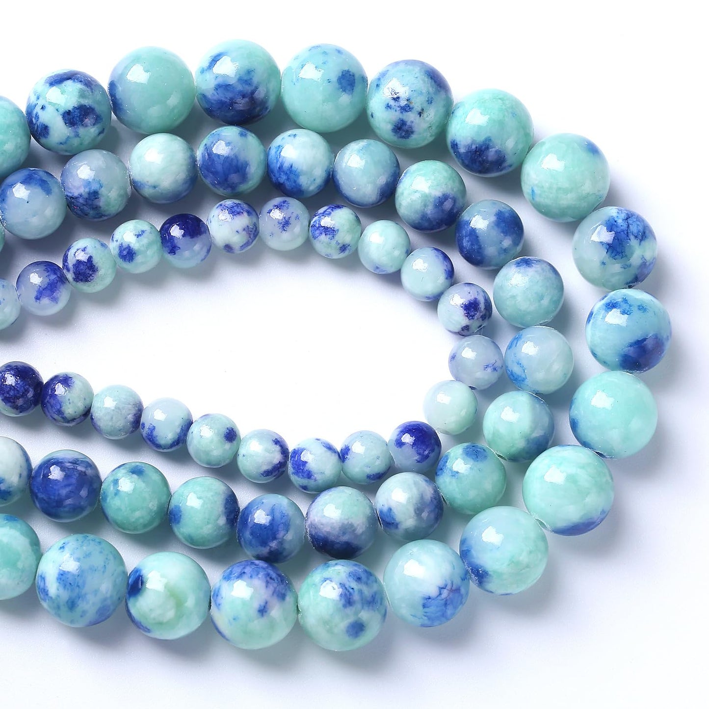 10MM 38PCS Peacock Blue Persian Jade Spacer Loose Beads for Jewelry Making DIY Bracelet Necklace