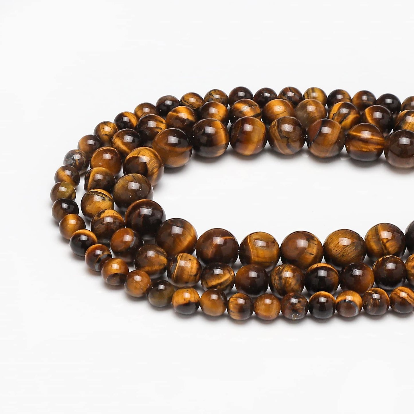 45pcs 8mm Natural Yellow Tiger Eye Gemstone Beads Energy Healing Crystal Round Loose Stone Beads for Jewelry Making, DIY Bracelets Necklaces