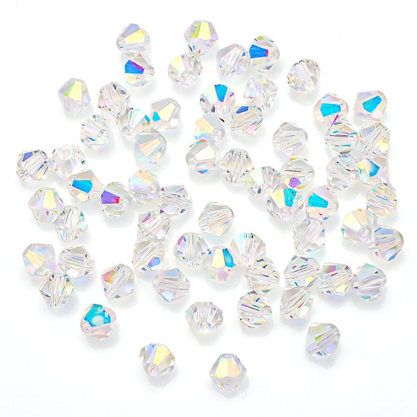 Laopottbeads 1200PCS 3mm Bicone Crystal Glass Beads for Jewelry Making, Sparkling Mini Beads for Suncatchers, DIY Bracelets & Craft Projects (AB White)
