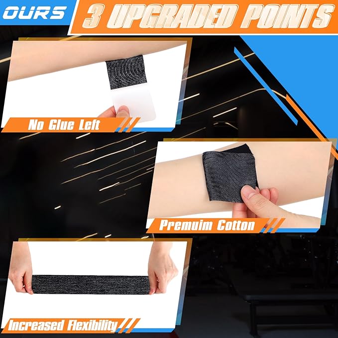 20 Count Kinesiology Tape for Shoulder Pain Relief Pre Cut Sports Waterproof Breathable Enhance Elastic Kinesiology Athletic Tape for Shoulder Support and Muscle Baseball Sports(Black)
