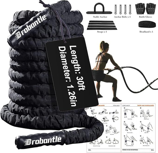 Battle Rope 1/1.26/1.5/2 Inch Diameter,Pink 30FT/40FT/50FT Exercise Workout Ropes for Home Gym Heavy Weighted Training Rope for Working Out