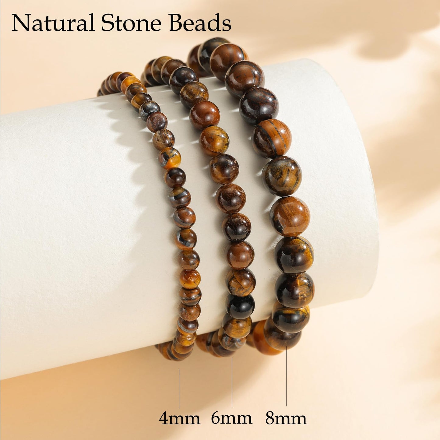 Udolfly Womens Crystal Beaded Bracelets for Women Men Protective Energy Bracelet Natural Gemstone Bead Bracelet 4mm Tiger Eye