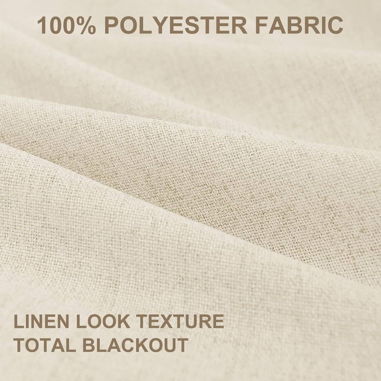 Skiennix 100% Blackout Linen Curtains - Thermal Insulated Drapes for Bedroom | 50" W x 84" L, Light Cream