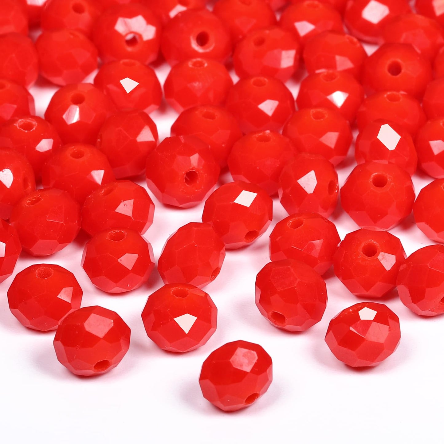 NITOPUPU 300pcs 8mm Crystal Glass Beads for Jewelry Making Faceted Rondelle Flat Porcelain Beads for Bracelets Necklace Earrings DIY Crafts (Red Porcelain Bead)