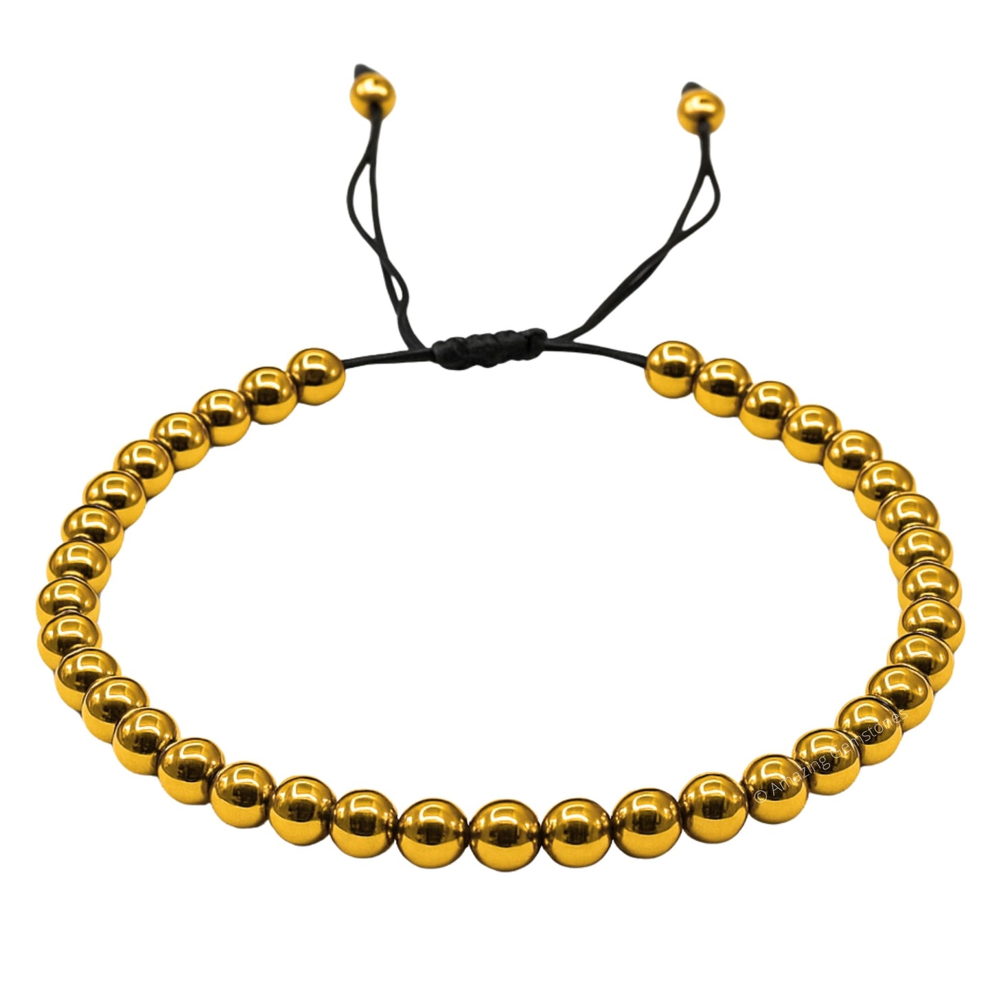 Amazing Gemstone Golden Hematite Anklet Ankle Bracelets for Women - Waterproof Beaded Healing Crystal Anklets, Plus Size Chakra Gemstone Bead Anklet (Stretchy Adjustable - Plain)