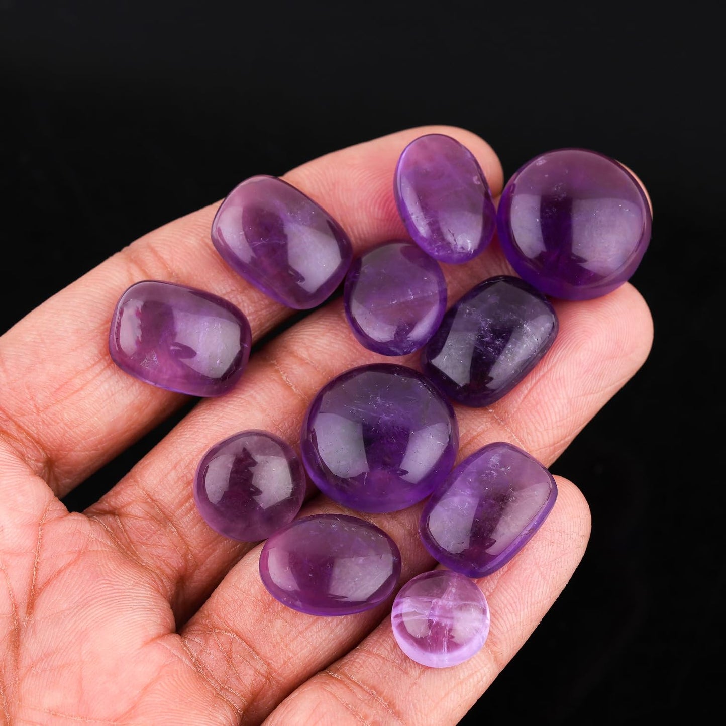 GemSymphony Natural Amethyst Gemstone Cabochon Pack of 3 Mixed Shapes – Polished Crystal Stones for Jewelry Making Supply, Healing, Reiki & DIY Crafts, Natural Gem Cab Set for Wire Wrapping (10-20 mm)