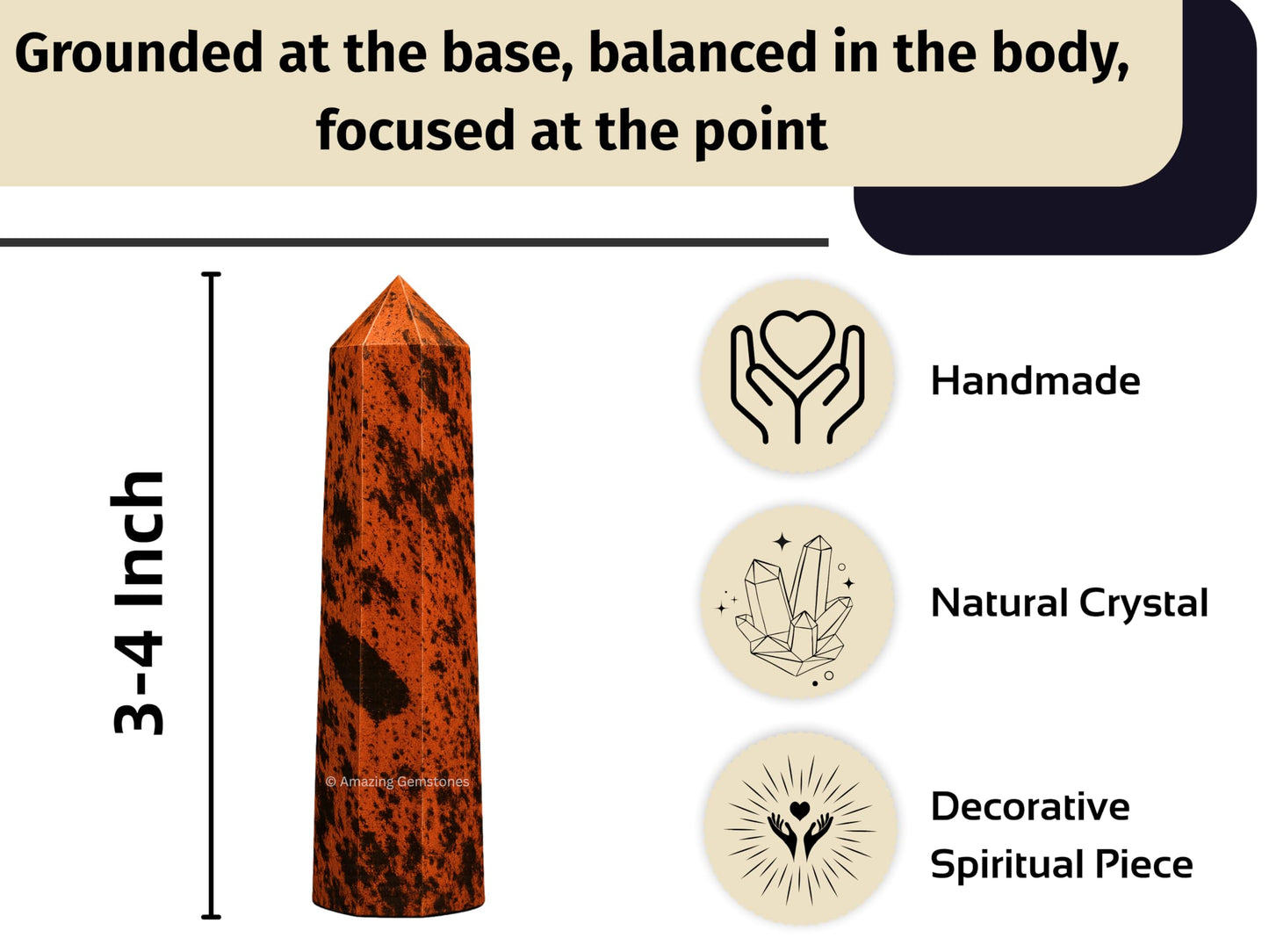 Amazing Gemstone Mahogany Obsidian Crystal Towers ~ Natural Healing Crystal Point Obelisk for Reiki Healing and Crystal Grid (3" to 4" INCH)