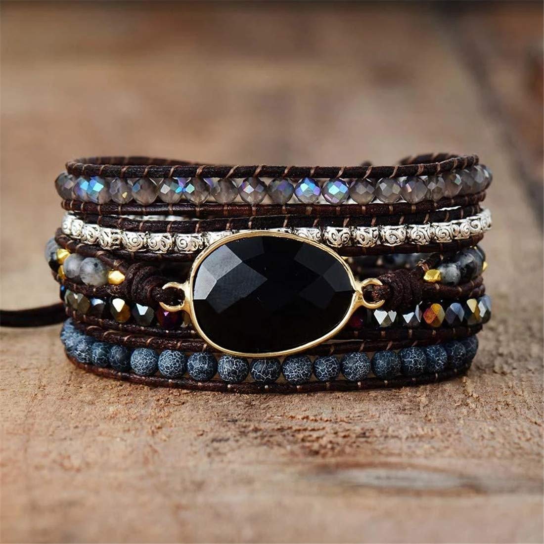 YGLINE Healing Black Omyx Wrap Bracelet(Oynx)