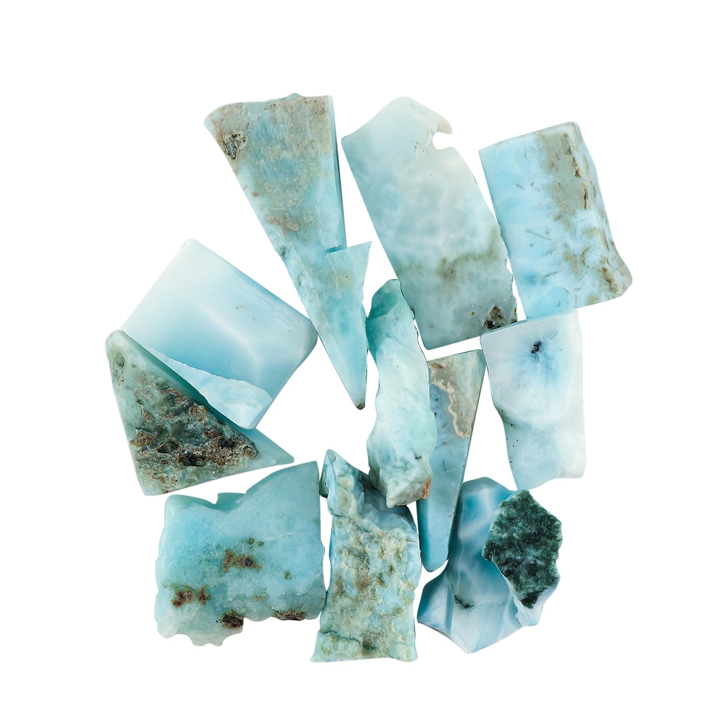 CRYSTALINES 125cts, Wholesale Natural Raw Sky Blue Larimar Gemstone, Pectolite Rough Stone, Bulk Loose Supplies for Jewelry Making, Chakra Healing Crystals, Wire Wrapping, Gem Collection, 10-12pcs