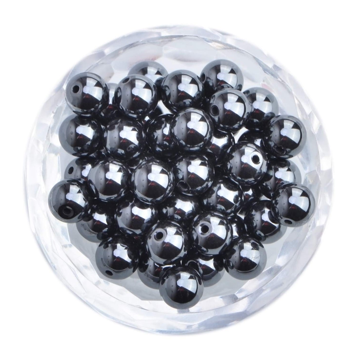100Pcs Natural Crystal Beads Stone Gemstone Round Loose Energy Healing Beads with Free Crystal Stretch Cord for Jewelry Making (Hematite, 8MM)