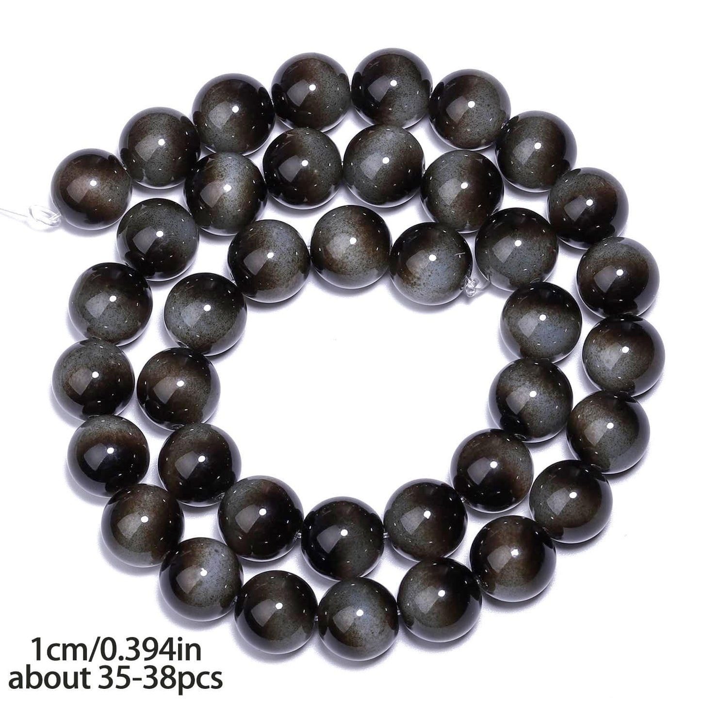 Song Xi 38PCS 10mm Grey Tiger Eye Gemstone Beads for Jewelry Making, Round Smooth Glass Beads for DIY Bracelet Necklace Earring Keychain, Arts and Crafts, for Christmas Wedding Birthday