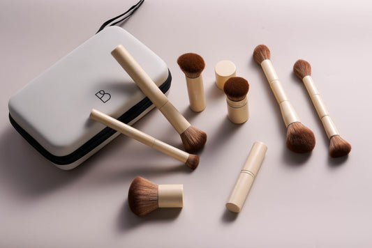 Professional Makeup Brushes BS-MALL With Travel Case - Kabuki Brush Eyeshadow Brush, Concealer Brush, Blush Brush Bronzer & Foundation 20 Pcs, Labeled Daily Use Gift Box Aluminum Ferrules (Beige)