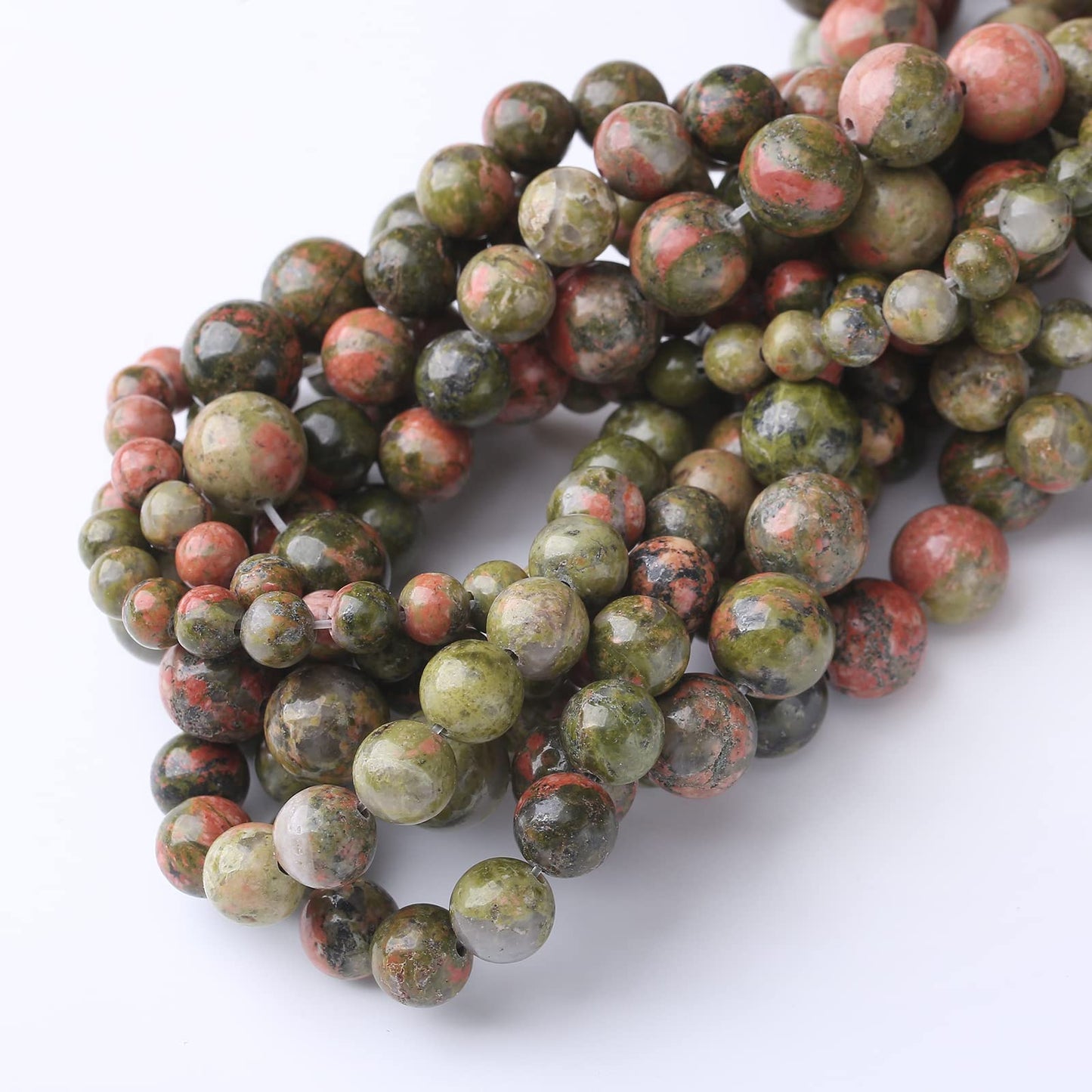60PCS 6MM Natural Unakite Stone Beads Energy Healing Beads for DIY Jewelry Bracelet Necklace Making for Jewelry Making15Inch
