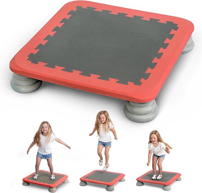 Special Supplies Kids Trampoline Rebounder Bouncing Board – Sensory Balance and Bounce Toy for Indoor and Outdoor Kids Toys - Outdoor Play Equipment
