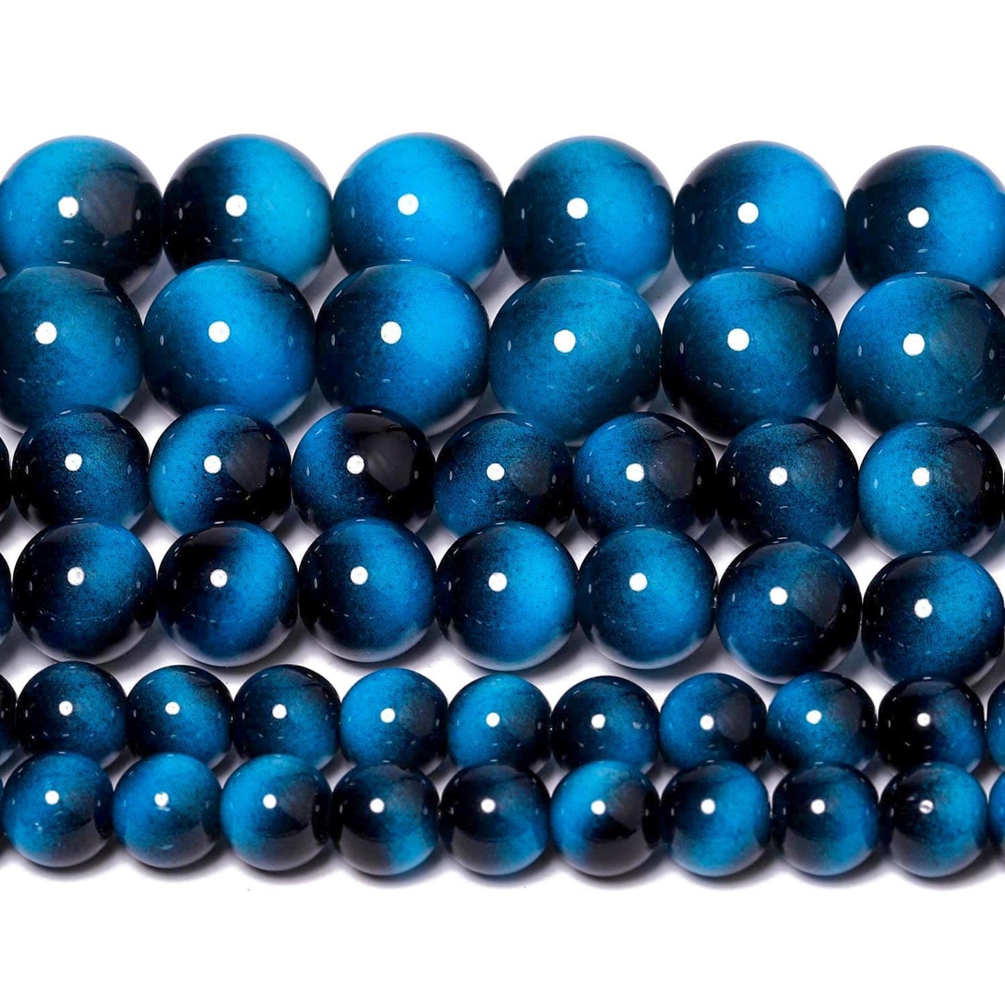 Song Xi 38PCS 10mm Blue Tiger Eye Gemstone Beads for Jewelry Making, Round Smooth Glass Beads for DIY Bracelet Necklace Earring Keychain, Arts and Crafts, for Christmas Wedding Birthday