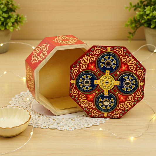 Magic Spin Secret Puzzle Box- Money and Gift Card Holder in a Wood IQ Tricky Lock Box with Hidden Compartments Brainteaser