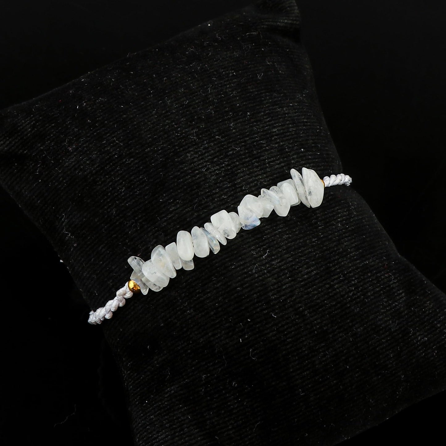 TGH Natural Moonstone Chips Braided Bracelet Resizable Hand Braid Rope Thread Protection Bracelet for Men Women Gemstone Jewelry 7 inch Gift for Her Christmas Gift (Moonstone)