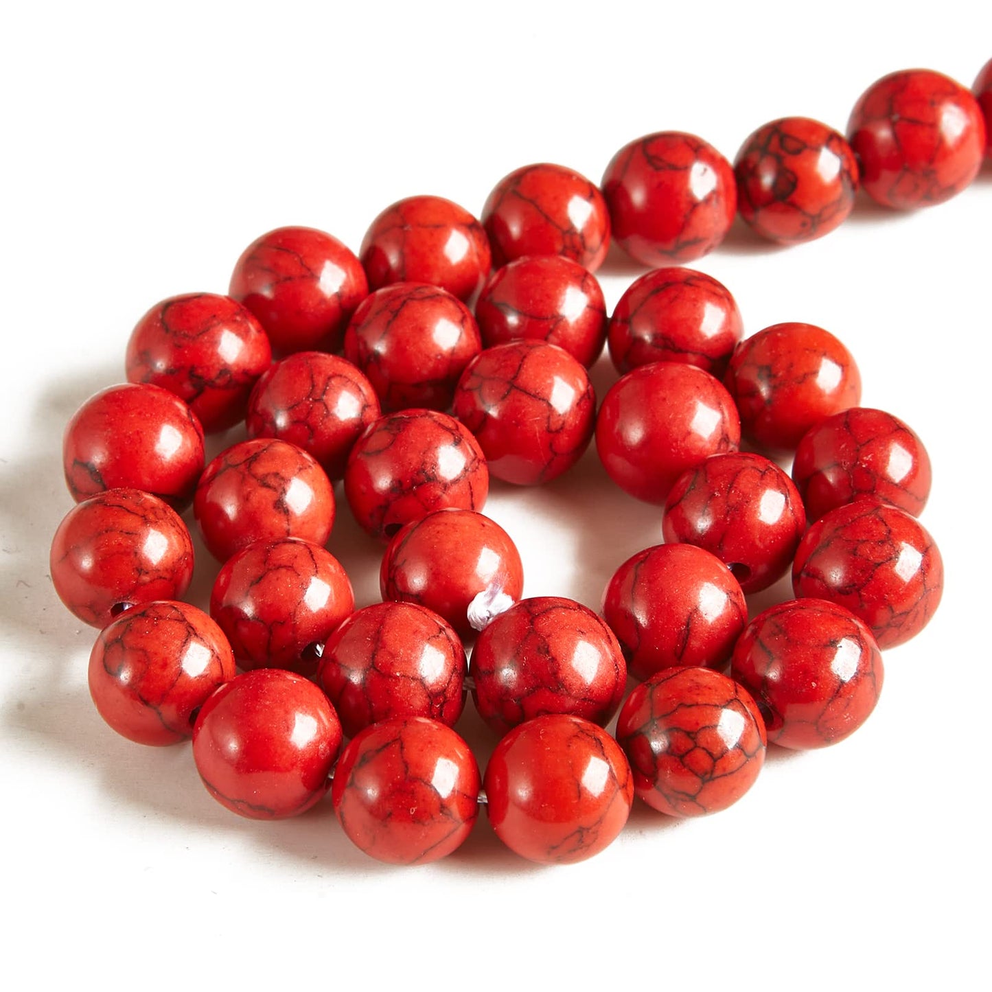 100pcs 10mm Red Turquoise Beads Natural Gemstone Beads Round Loose Beads for Jewelry Making
