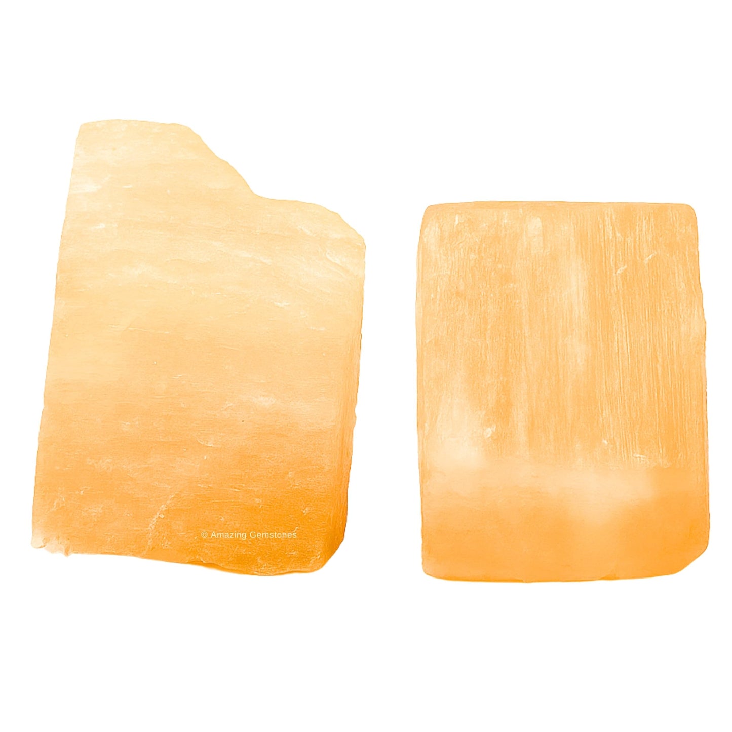 Amazing Gemstone Orange Selenite Raw Crystals and Healing Stones, Natural Rocks for Tumbling - DIY Raw Stones and Crystals, 2 Pieces