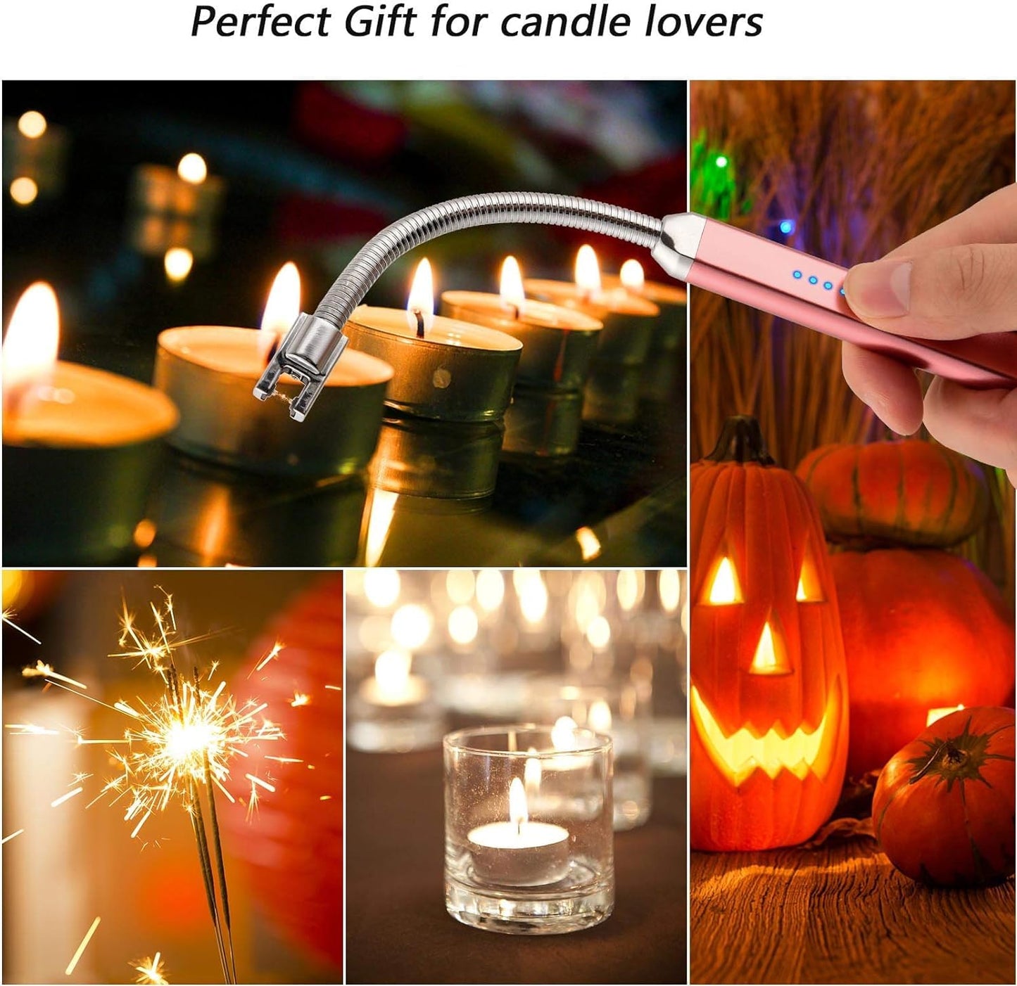 MEIRUBY 2 Pack Electric Candle Lighter, Birthday Christmas Stocking Stuffers Gifts for Women Mom Men Wife Sister, USB Arc Rechargeable Windproof Long Lighter for Candle BBQ Housewarming Gift Idals
