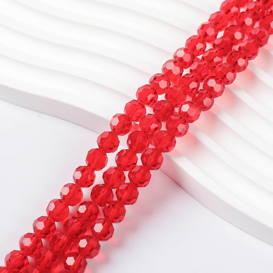 450PCS 6MM Red Round Crystal Glass Beads for Jewelry Making,Novborcz Glass Beads Faceted Rondelle Beads DIY Glass Crystal Beads for Bracelets Necklace Pendants Jewelry Making DIY Craft