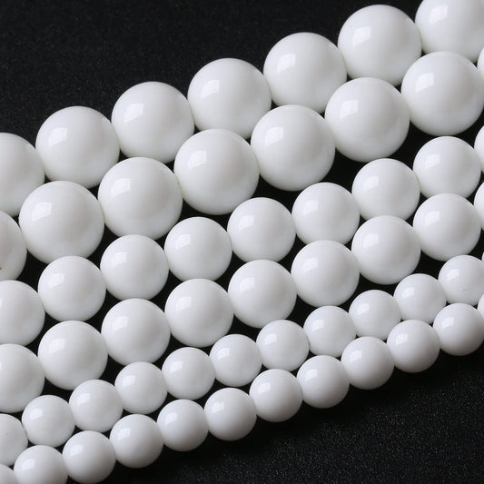 45PCS 8MM Natural White Agate Stone Beads Round Shape Suitable for Jewelry DIY Bracelet 15 Inches