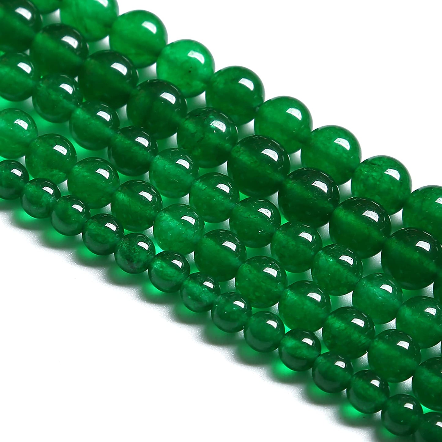10MM 36PCS Natural Green Jade Stone Chalcedony Beads for Jewelry Making DIY Bracelet Crystal 1 Strand