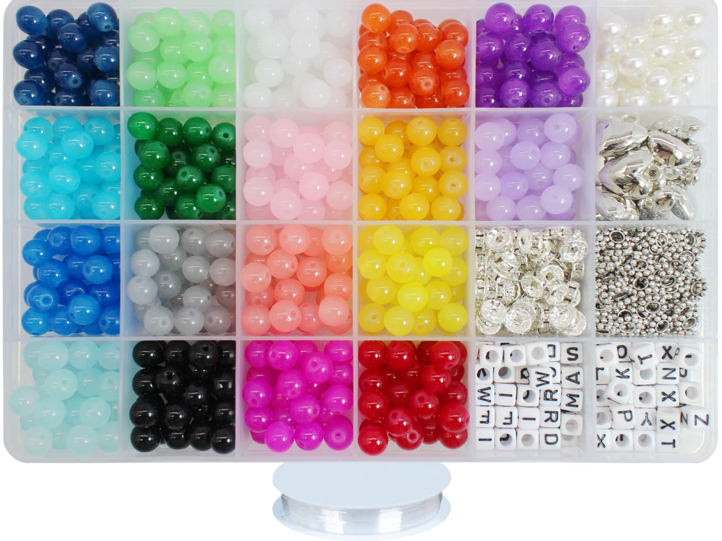 PAMIR TONG 1000pcs 8MM Glass Bead Sets for Jewelry Making Kit Bracelets Beads Supplies,Imitative Jade Beads Crystal Spacer Beads Bracelet Loose Bead Sets for Jewelry Making DIY Crafts