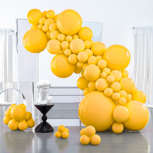 PartyWoo Mustard Yellow Balloons - 100pcs Assorted Sizes for Fall Birthday & Baby Shower Decor | Yellow-Y10