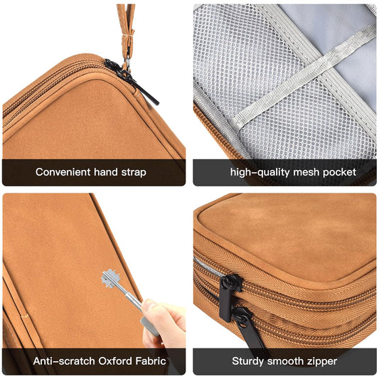 CAAORDKSO Travel Cable Organizer Pouch Electronic Accessories Carry Case Water Resistant Accessories Organizer Pouch Bag for Cable, Cord, Charger, USB, Phone, Power Bank, Earphone (Brown, Medium)