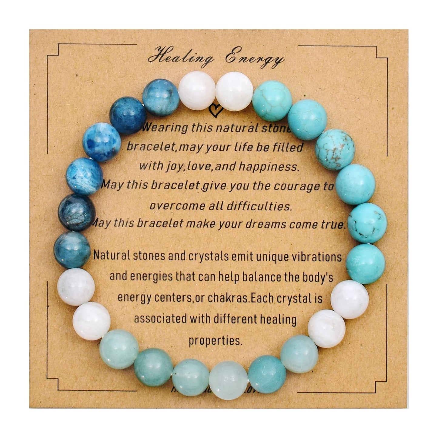 Ayriwoyi Beaded Bracelets for Women Friendship Turquoise Bracelet Healing Crystal Beads Stone Bracelet Blue Apatite Moonstone Bracelets