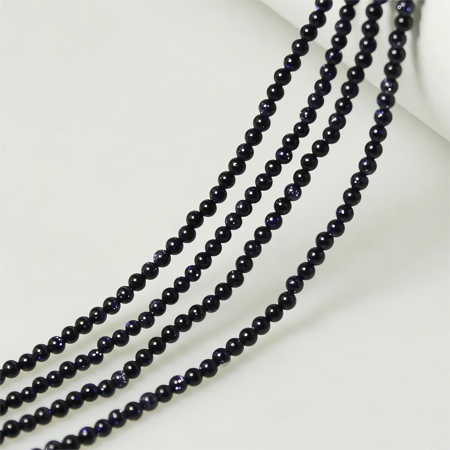 MJDCB 320pcs Small Stone Beads 2mm Blue Sandstone Round Smooth Loose Gemstone Bead for Jewelry Making Bracelets Earrings Necklaces Accessories